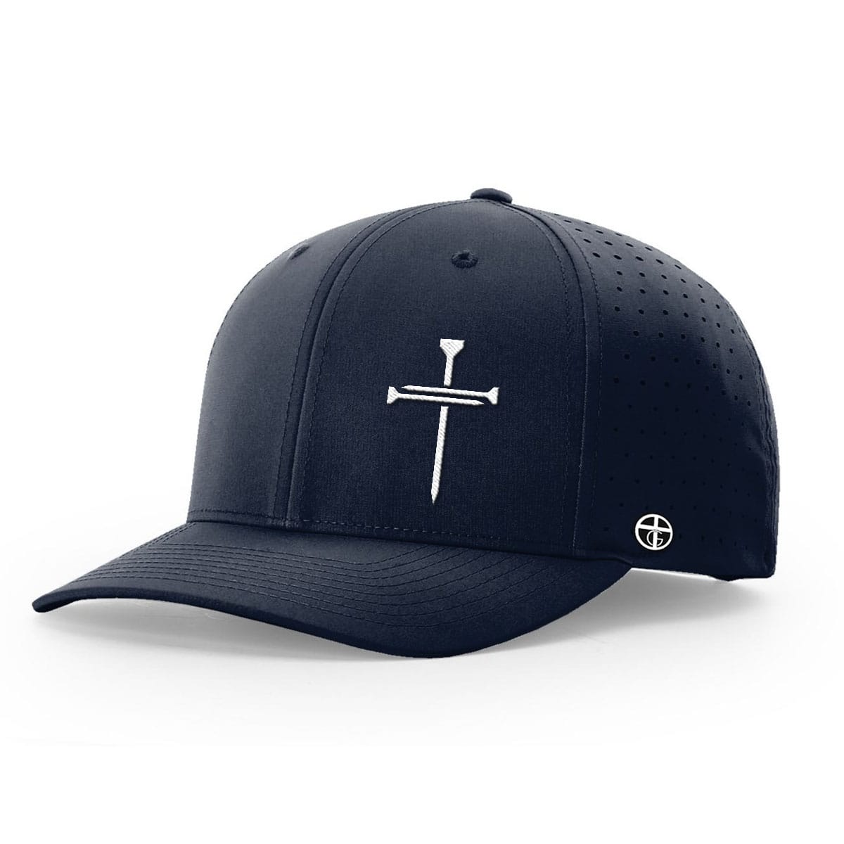 OurTrueGod Customs Hat Performance Hat / Navy / S Nail Cross Lower Left Performance Hats