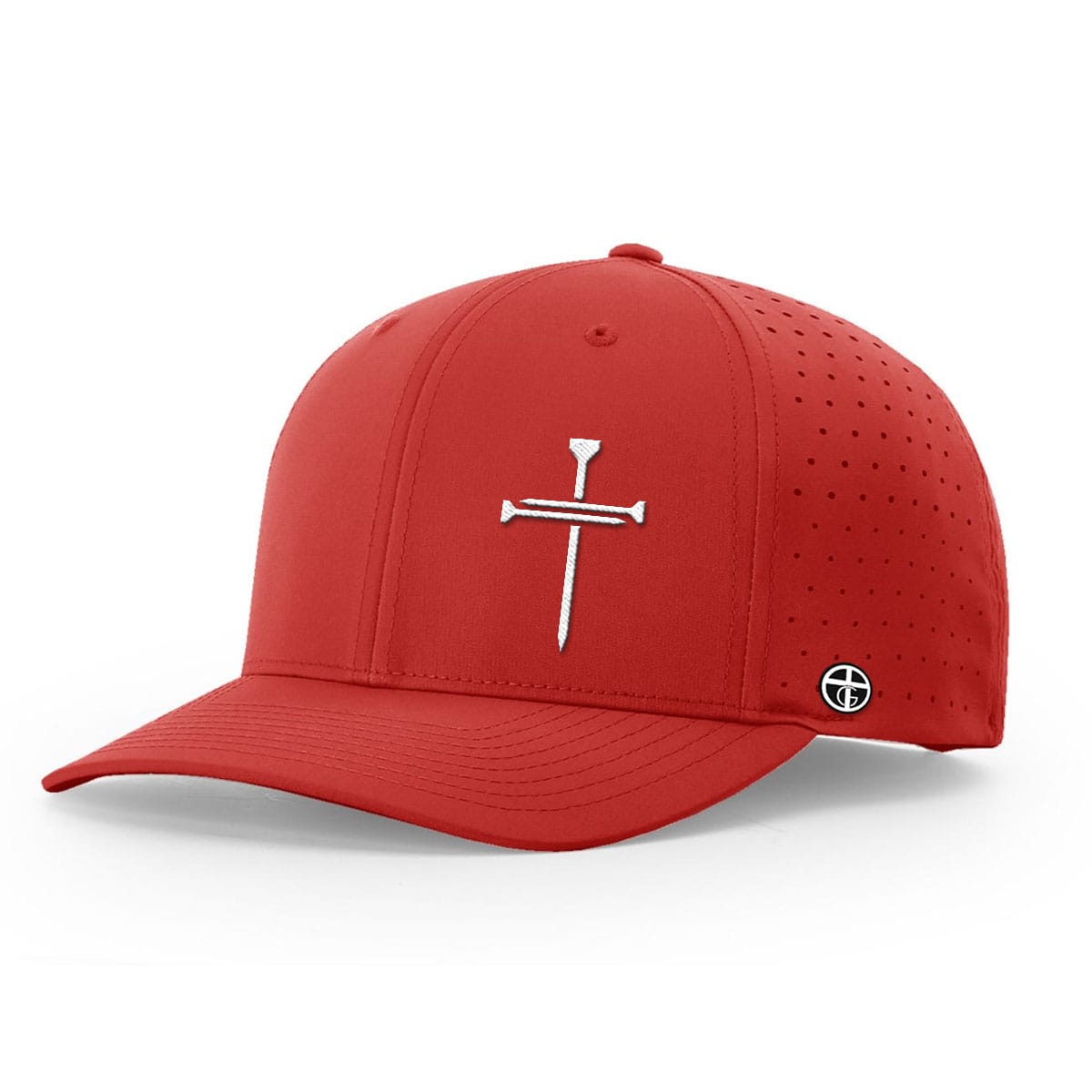OurTrueGod Customs Hat Performance Hat / Red / S Nail Cross Lower Left Performance Hats