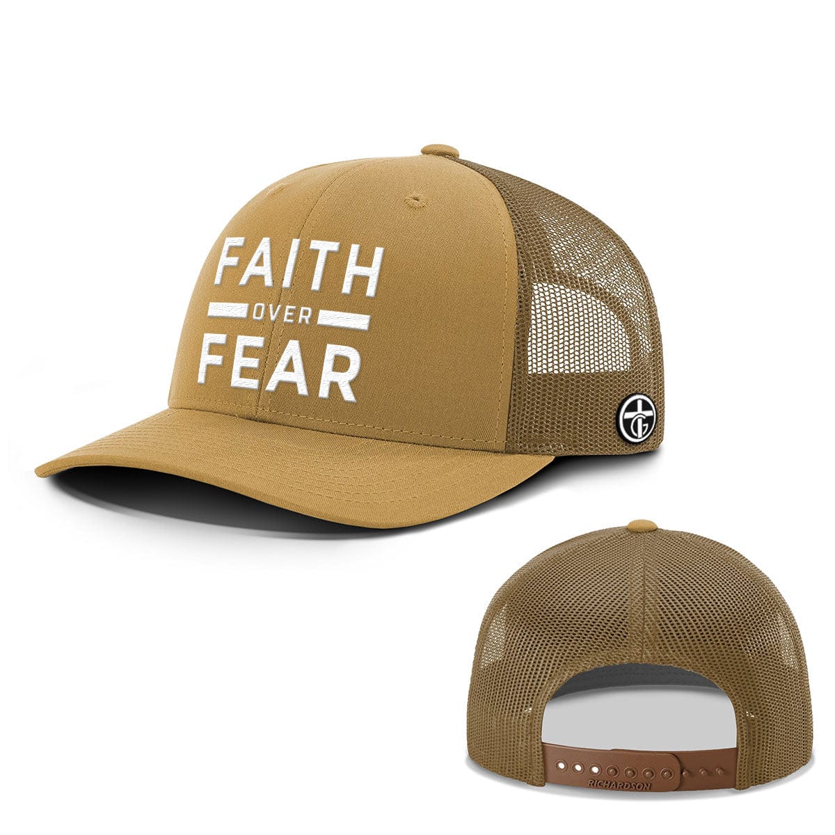 OurTrueGod Customs Hat Snapback / Amber Gold / One Size Faith Over Fear Everyday Faith Hats