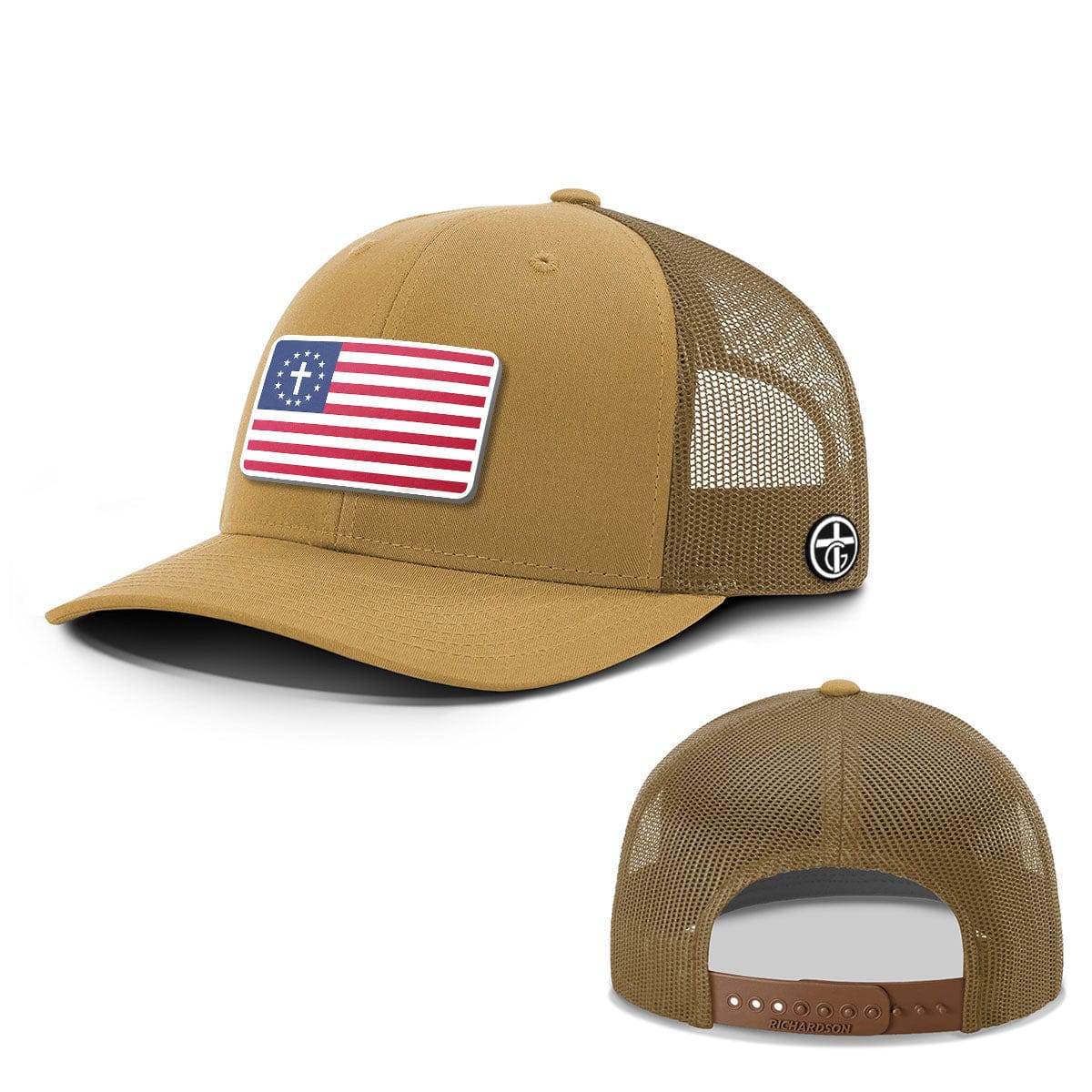 OurTrueGod Customs Hat Snapback / Amber Gold / One Size One Nation Under God Patch Everyday Faith Hats