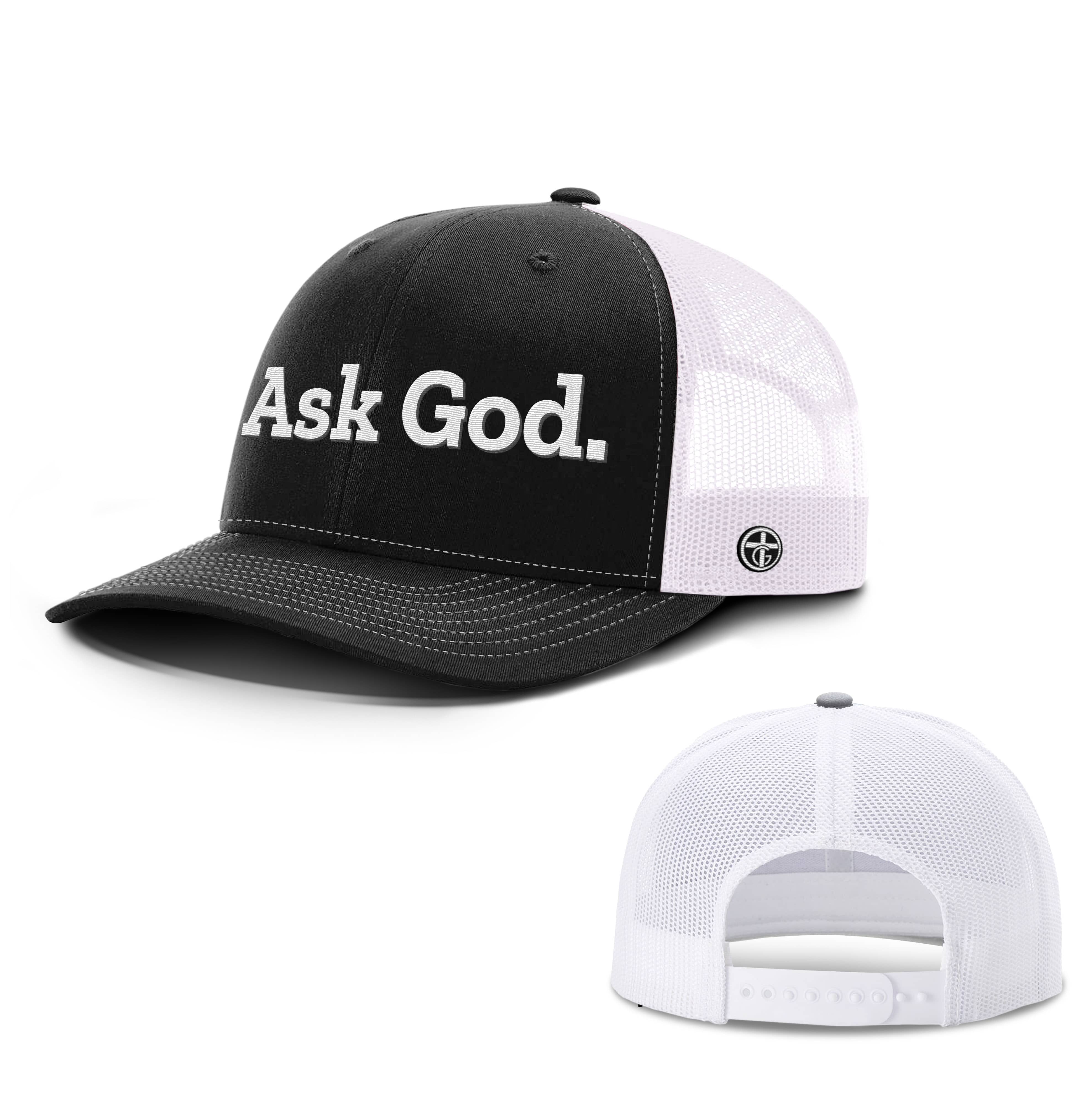 OurTrueGod Customs Hat Snapback / Black and White / One Size Ask God. Hats