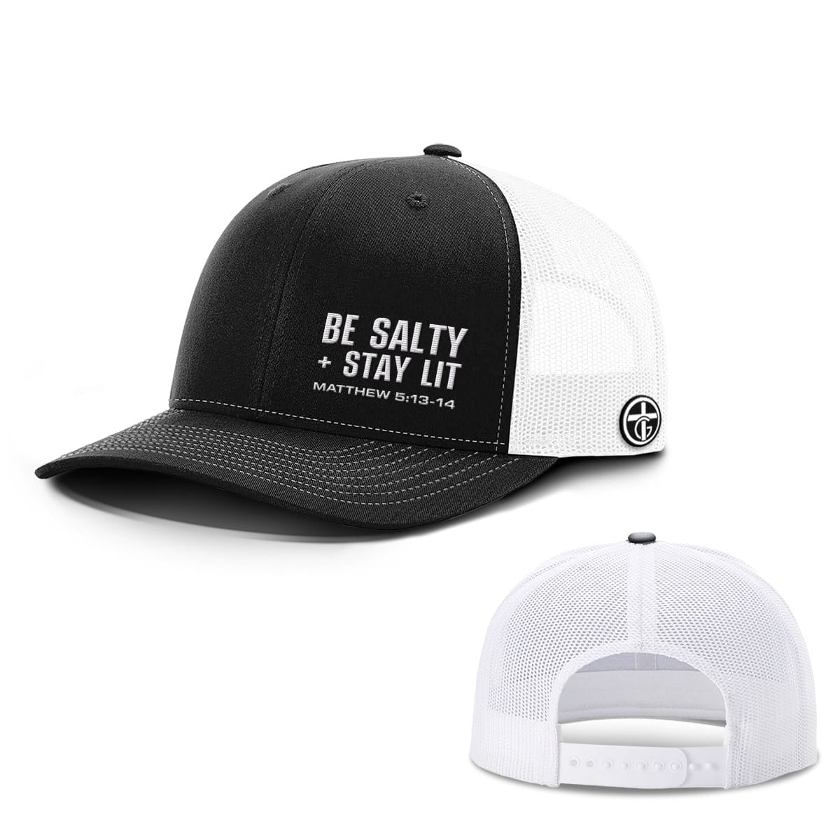 OurTrueGod Customs Hat Snapback / Black and White / One Size Be Salty + Stay Lit Lower Left Hats