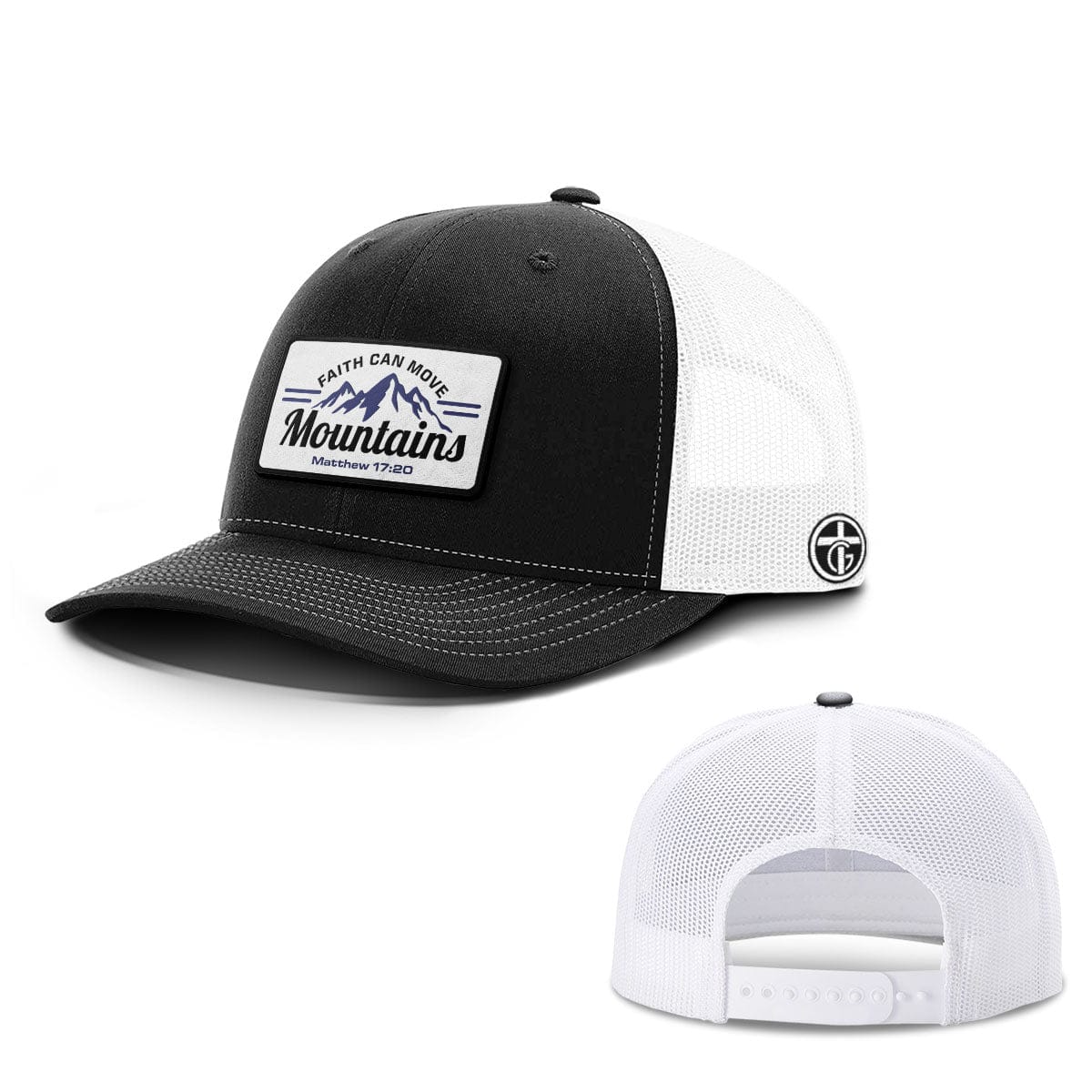OurTrueGod Customs Hat Snapback / Black and White / One Size Faith Can Move Mountains Patch Hats