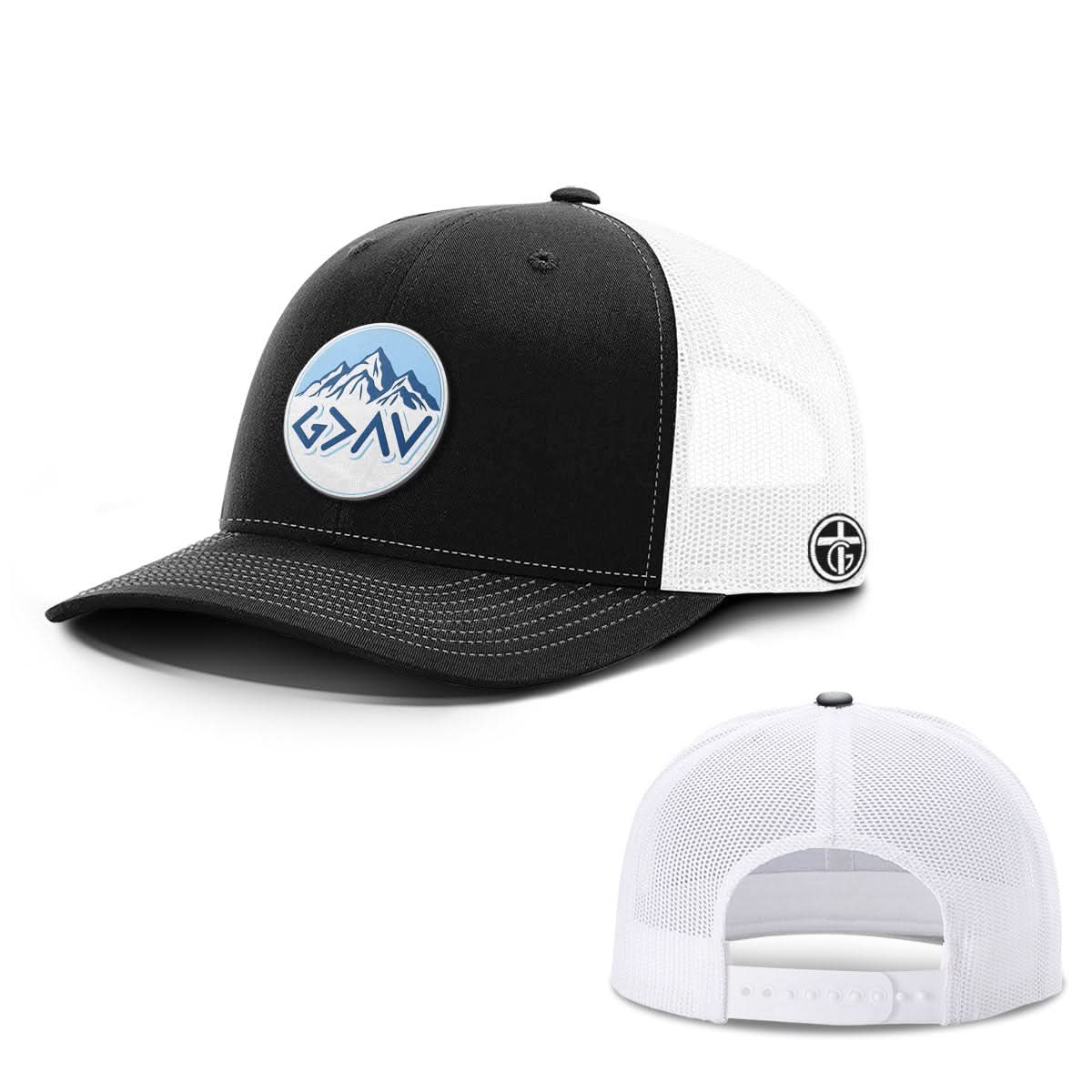 OurTrueGod Customs Hat Snapback / Black and White / One Size God Is Greater Than The Highs And Lows Mountain Circle Patch Hats