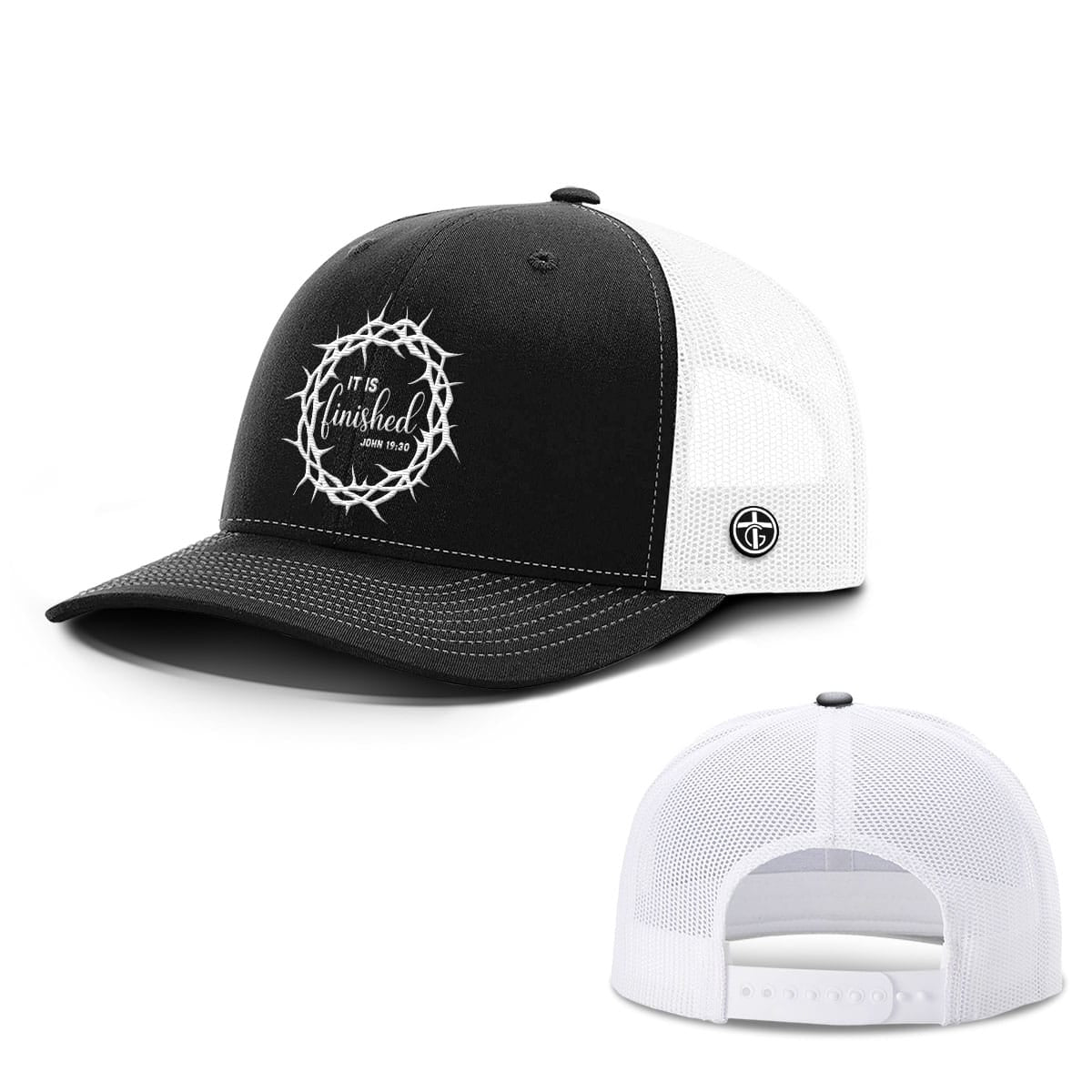 OurTrueGod Customs Hat Snapback / Black and White / One Size It Is Finished Hats