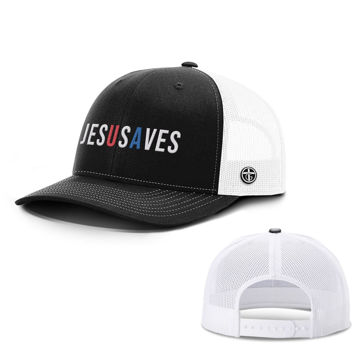 OurTrueGod Customs Hat Snapback / Black and White / One Size JESUSAVES Hats