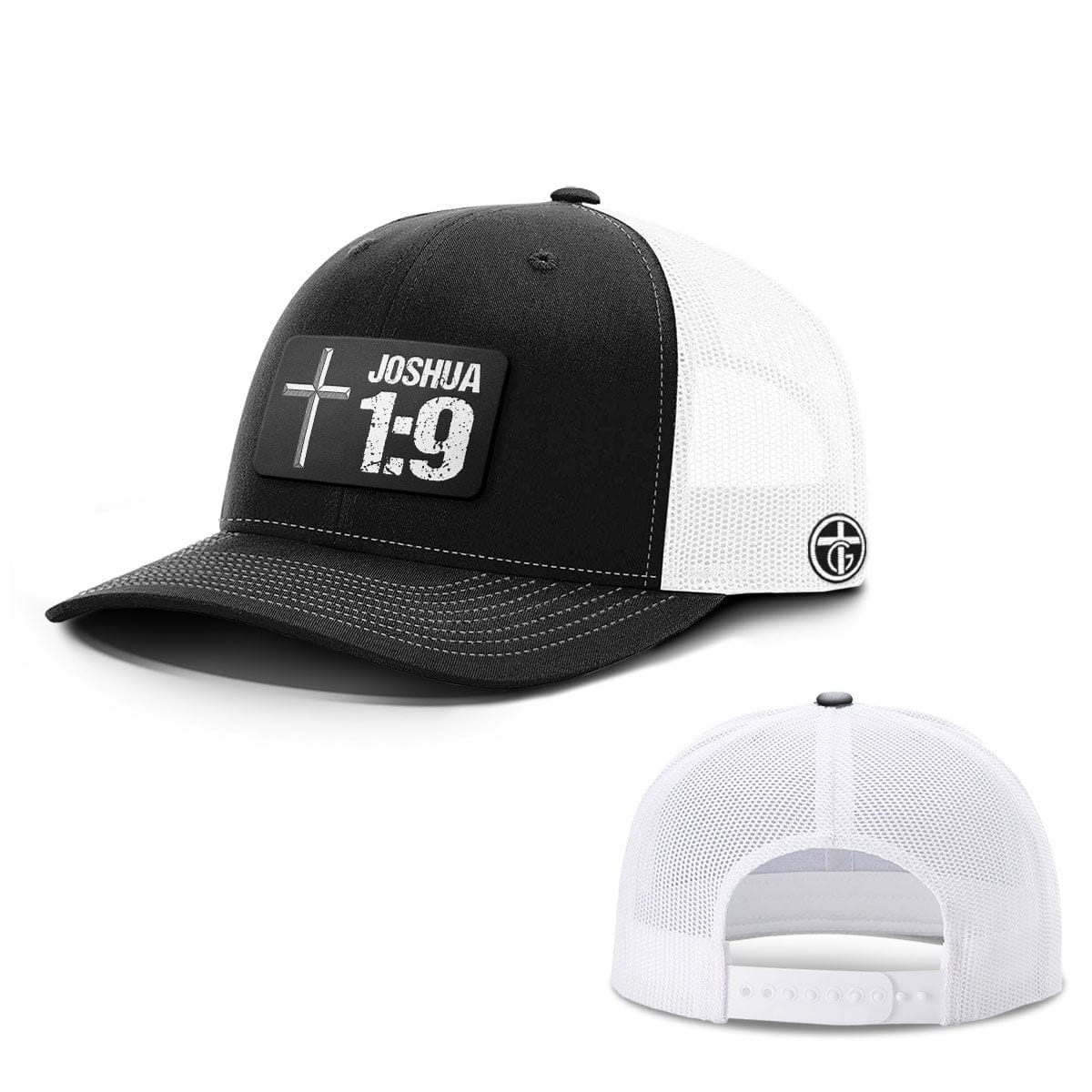 OurTrueGod Customs Hat Snapback / Black and White / One Size Joshua 1:9 Patch Hats