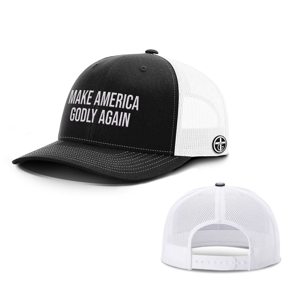 OurTrueGod Customs Hat Snapback / Black and White / One Size Make America Godly Again Hats