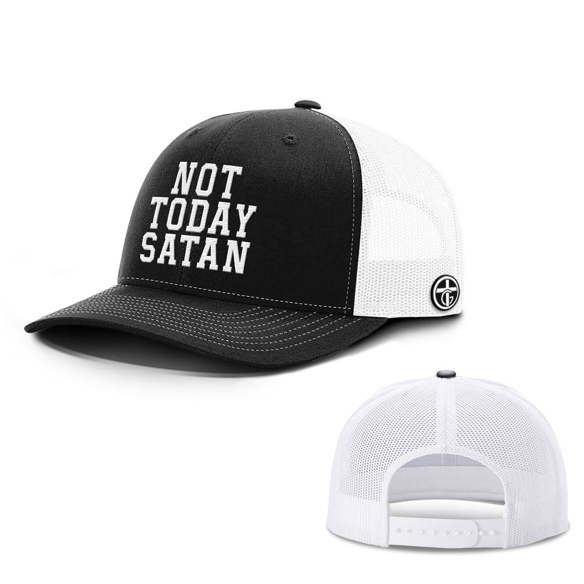 OurTrueGod Customs Hat Snapback / Black and White / One Size Not Today Satan Hats