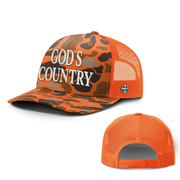 God's Country Camo Hat, Snapback in Blaze Duck Camo and Blaze