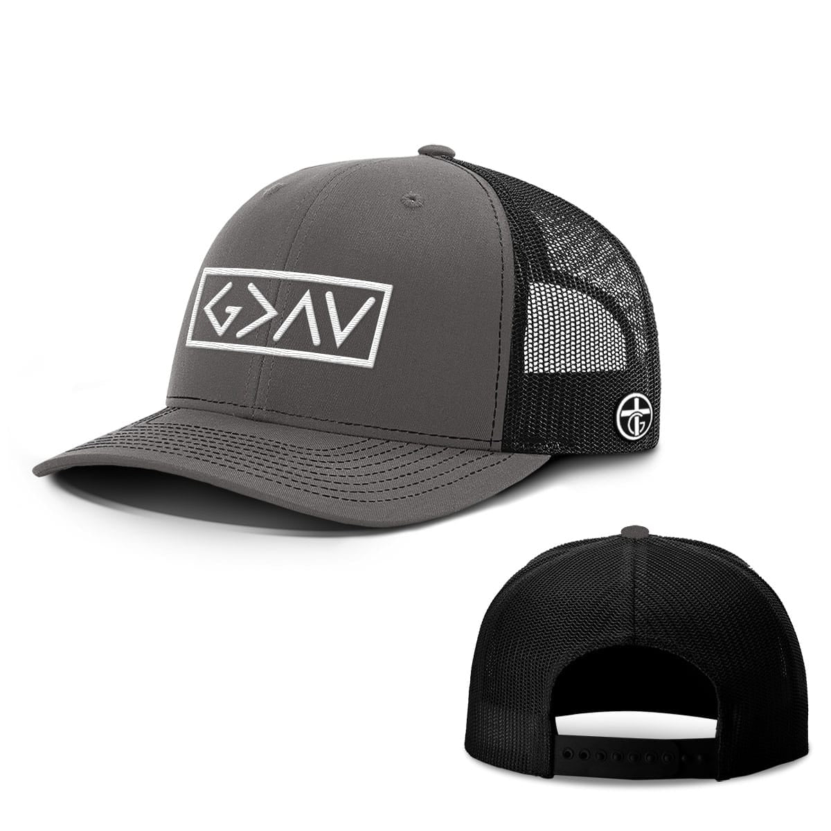 OurTrueGod Customs Hat Snapback / Charcoal and Black / One Size God is Greater Than the Highs and Lows Hats