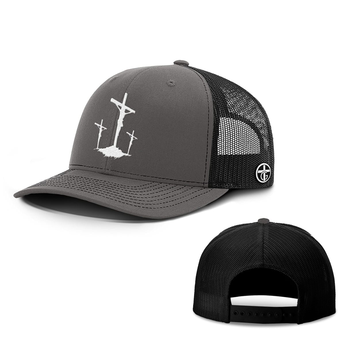 OurTrueGod Customs Hat Snapback / Charcoal and Black / One Size Three Crosses Hats