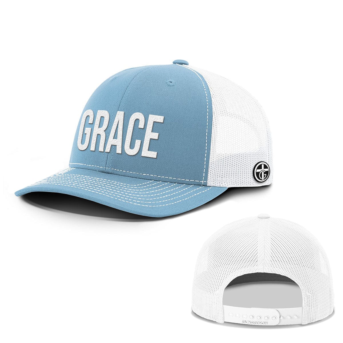 OurTrueGod Customs Hat Snapback / Columbia Blue and White / One Size GRACE Everyday Faith Hats
