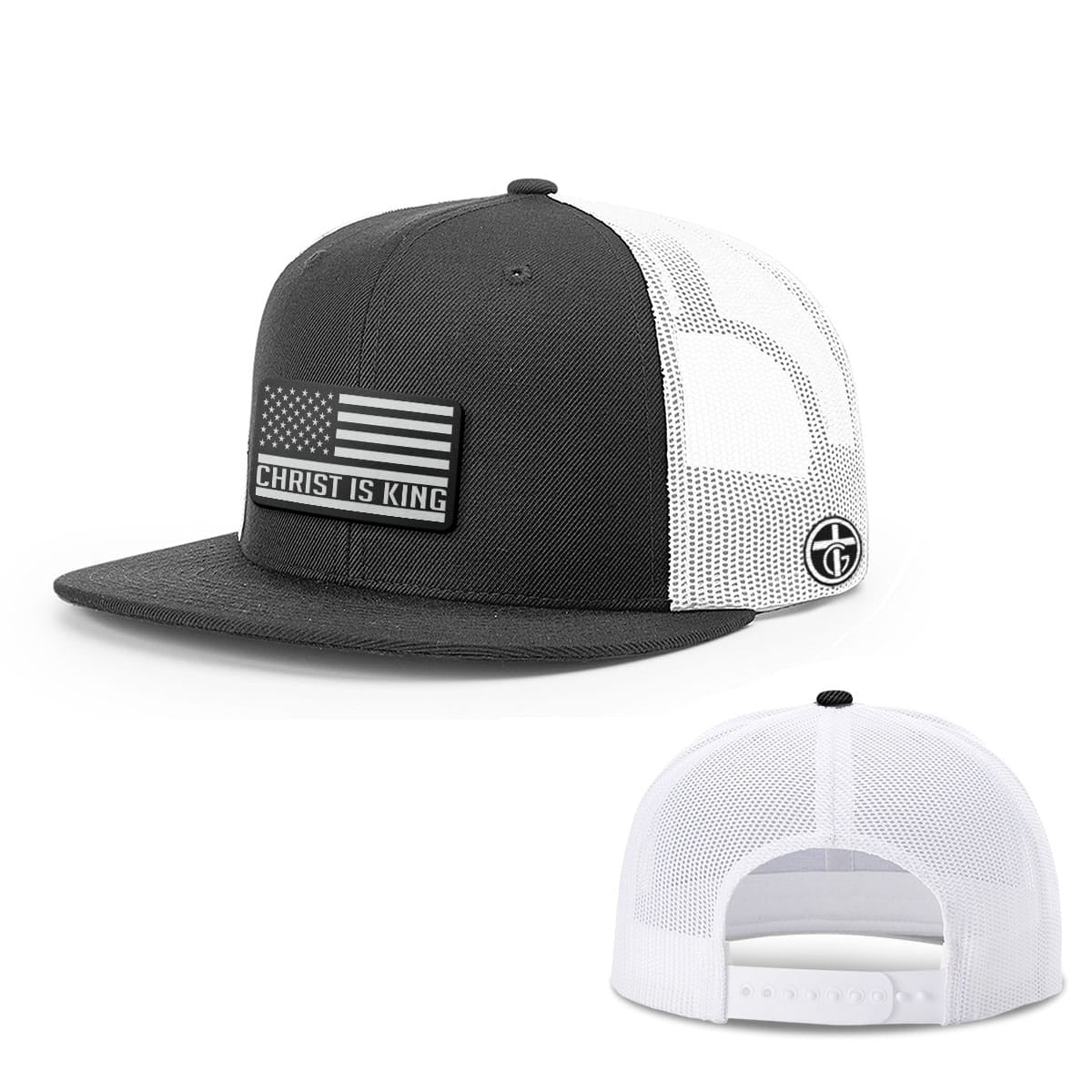 Christ Is King DBD Edition Patch Hat, Snapback Flatbill in Black and White