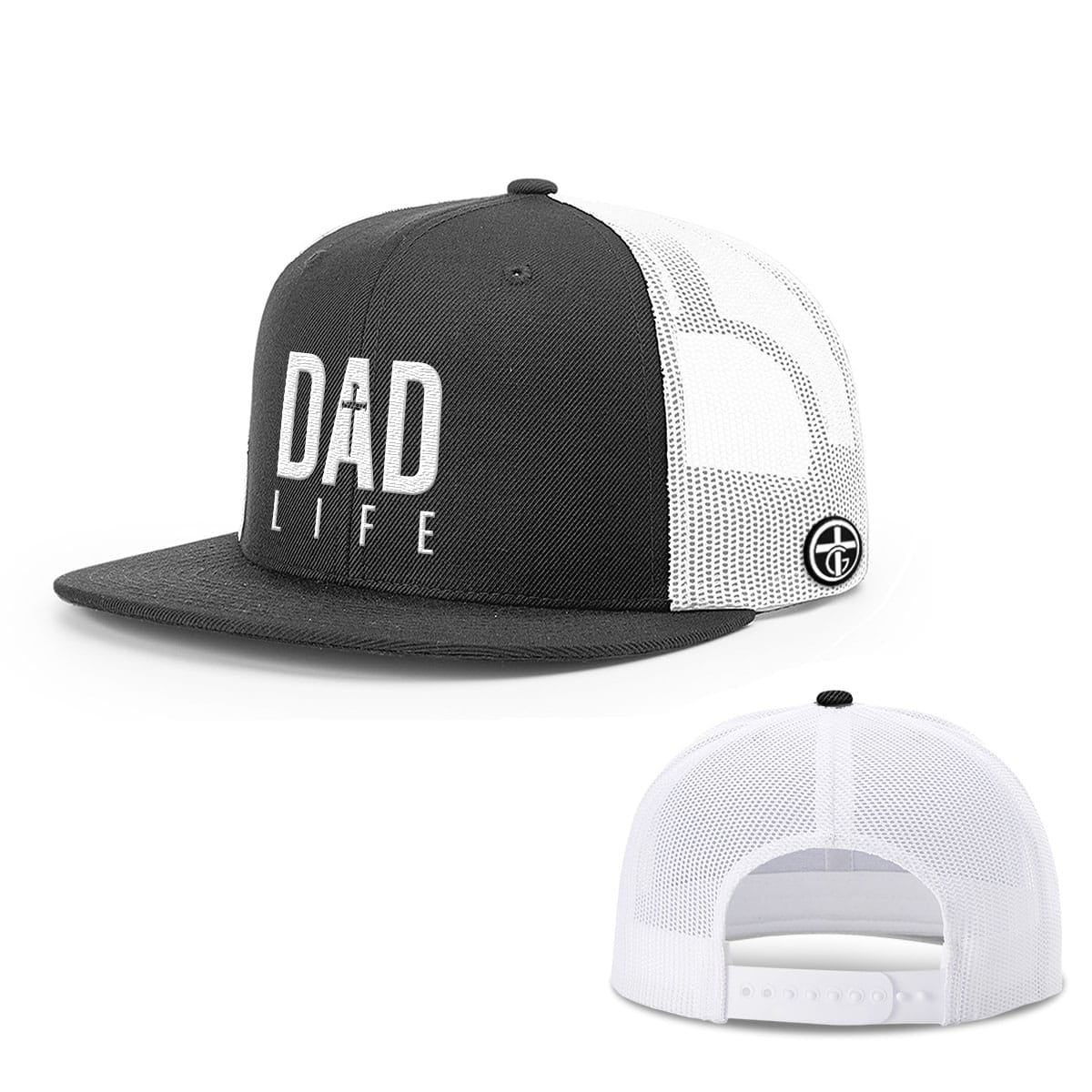 OurTrueGod Customs Hat Snapback Flatbill / Black and White / One Size Dad Life Hats