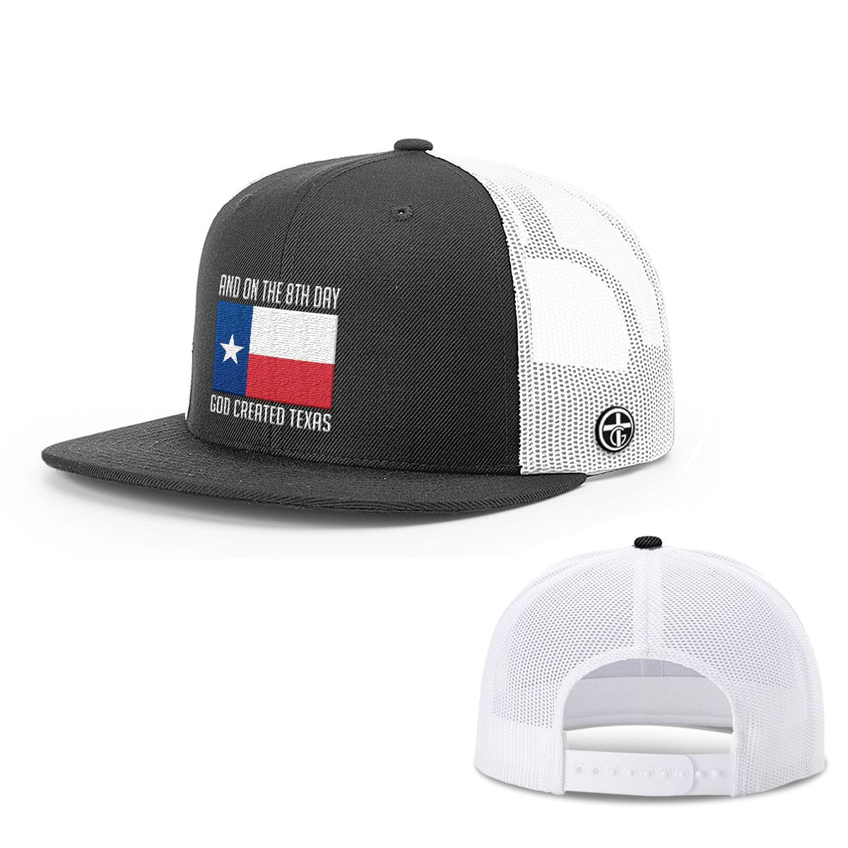 OurTrueGod Customs Hat Snapback Flatbill / Black and White / One Size God Created Texas Hats