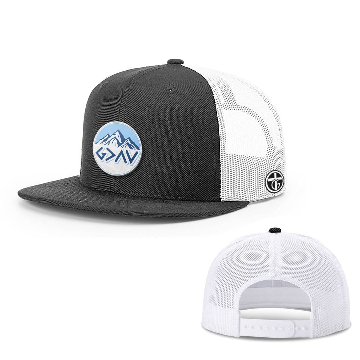 OurTrueGod Customs Hat Snapback Flatbill / Black and White / One Size God Is Greater Than The Highs And Lows Mountain Circle Patch Hats