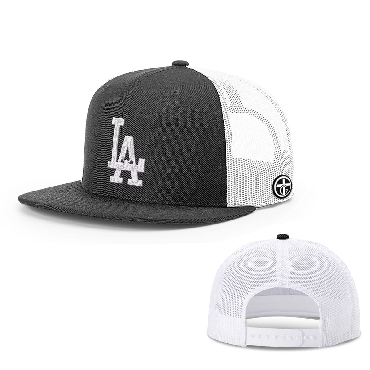 Pray For LA Hat, Snapback Flatbill in Black and White