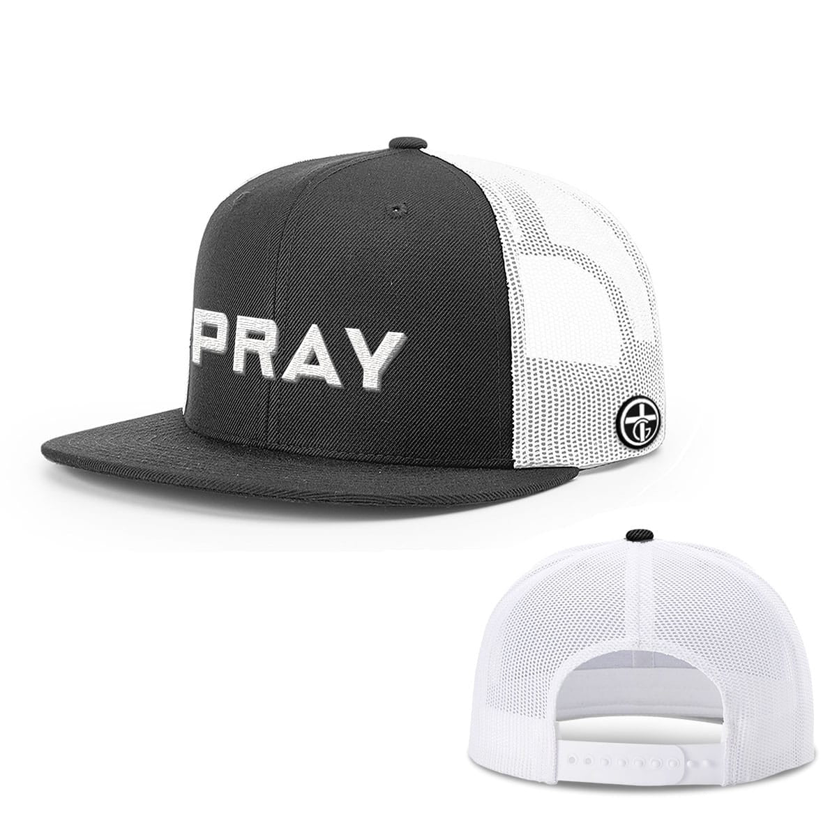 OurTrueGod Customs Hat Snapback Flatbill / Black and White / One Size Pray Hats