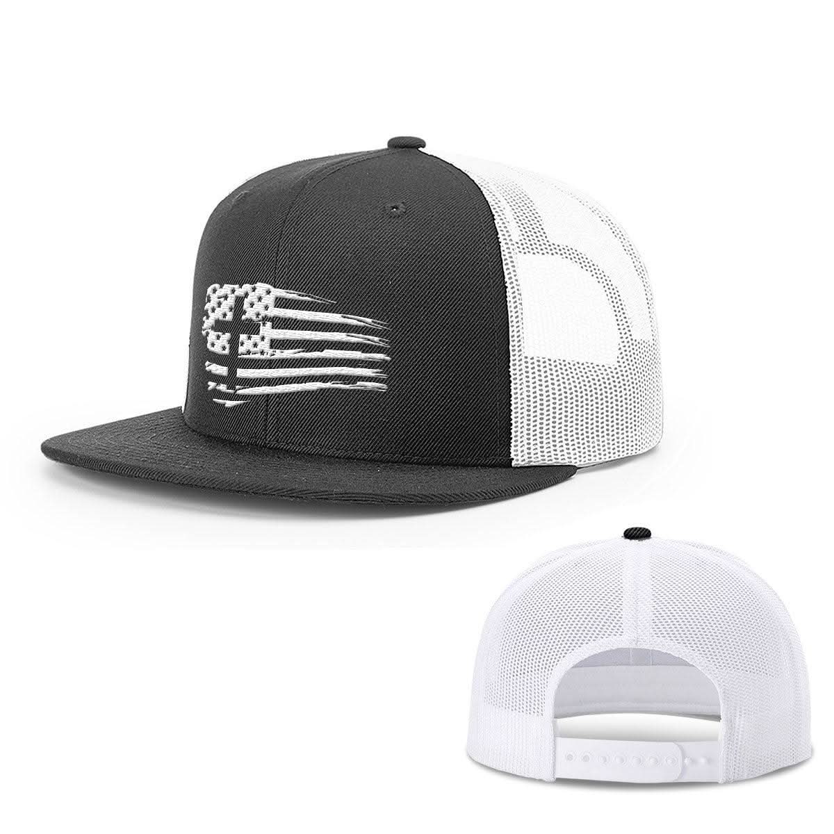 OurTrueGod Customs Hat Snapback Flatbill / Black and White / One Size Tattered Flag Cross Hats - Amazon 2026