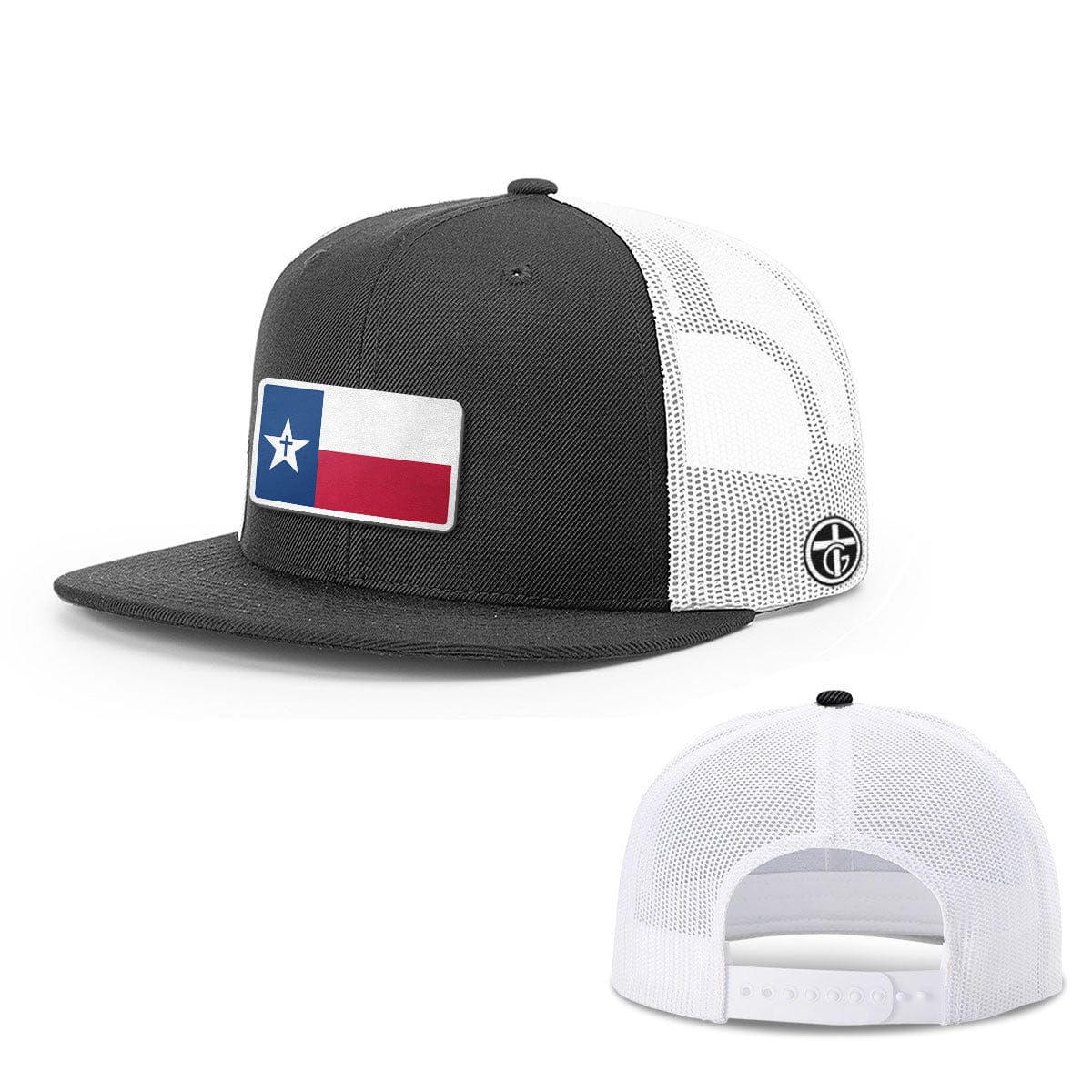 OurTrueGod Customs Hat Snapback Flatbill / Black and White / One Size Texas is God's Country Patch Hats