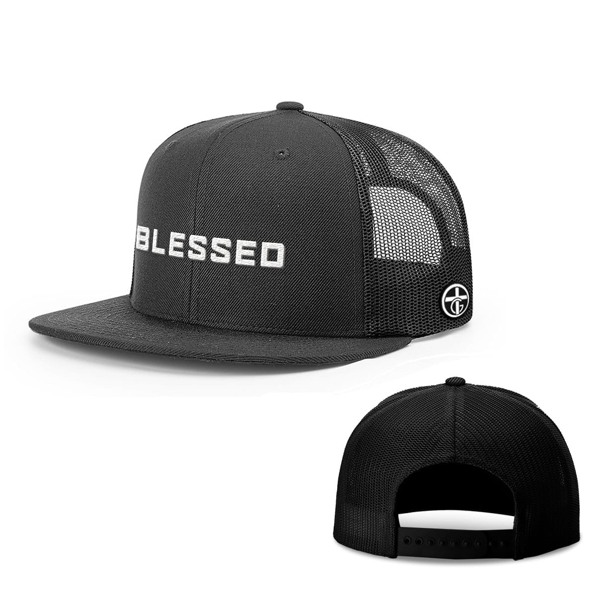 OurTrueGod Customs Hat Snapback Flatbill / Full Black / One Size Blessed Hats