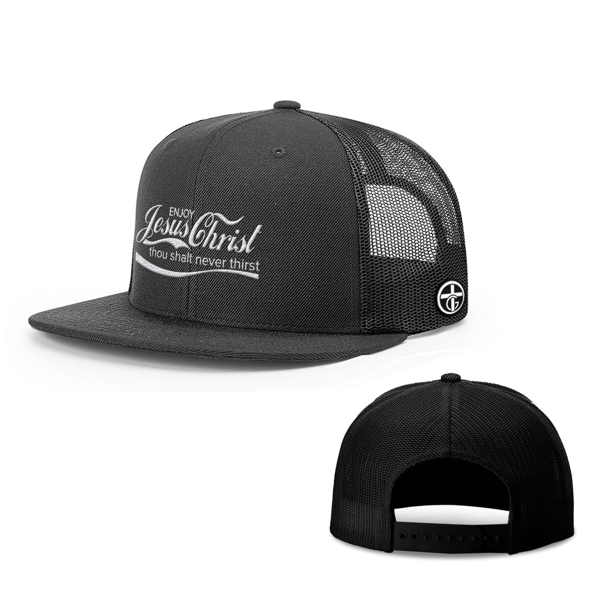 OurTrueGod Customs Hat Snapback Flatbill / Full Black / One Size Enjoy Jesus Christ Hats