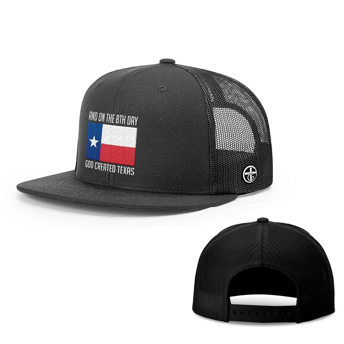 OurTrueGod Customs Hat Snapback Flatbill / Full Black / One Size God Created Texas Hats