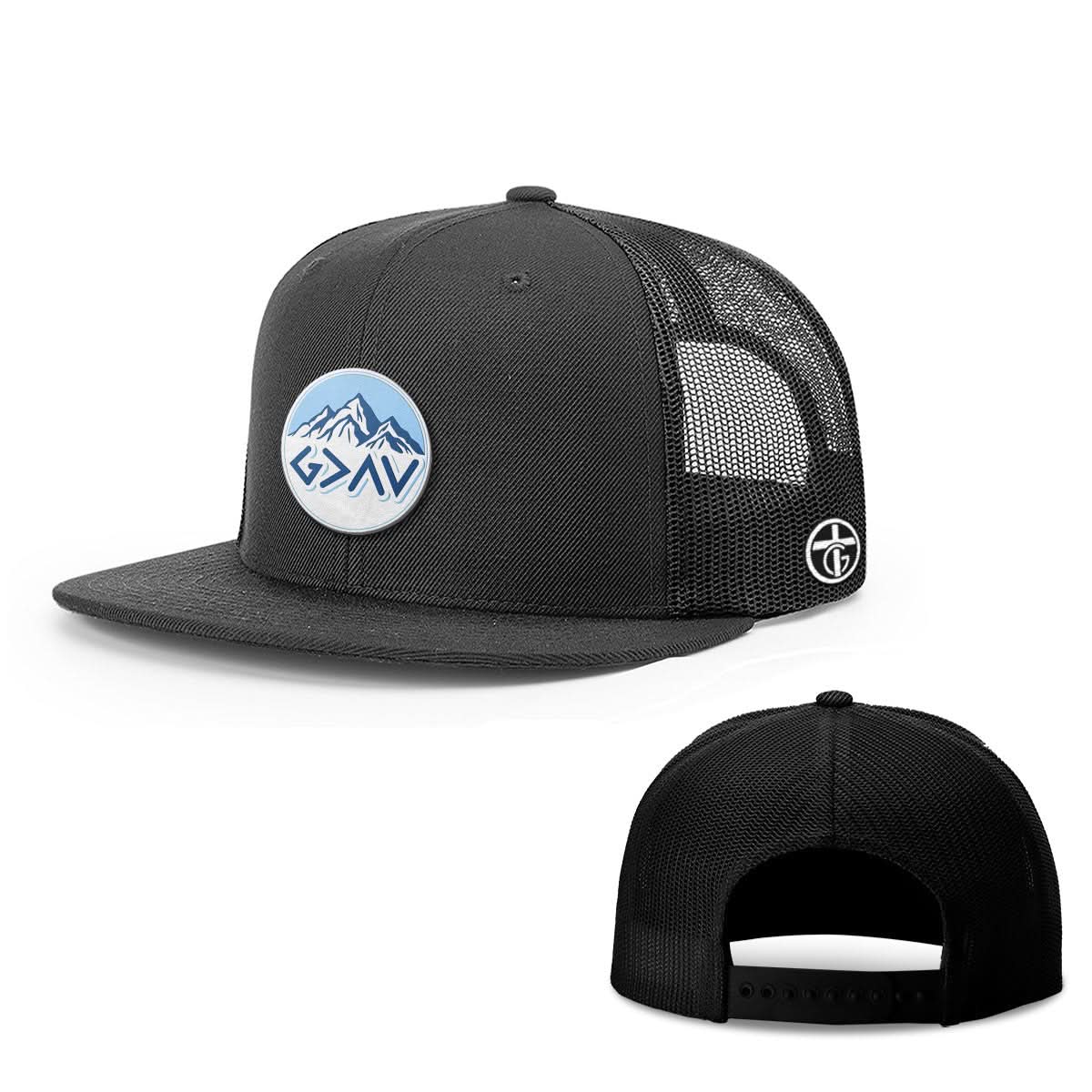 OurTrueGod Customs Hat Snapback Flatbill / Full Black / One Size God Is Greater Than The Highs And Lows Mountain Circle Patch Hats