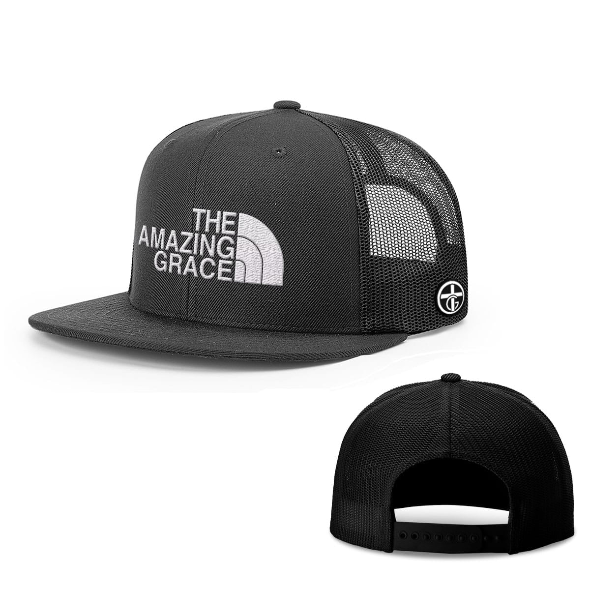 OurTrueGod Customs Hat Snapback Flatbill / Full Black / One Size The Amazing Grace Hats