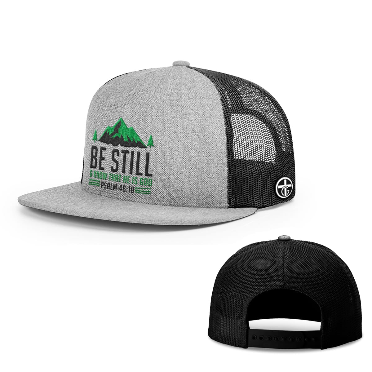 OurTrueGod Customs Hat Snapback Flatbill / Heather and Black / One Size Be Still And Know Hats