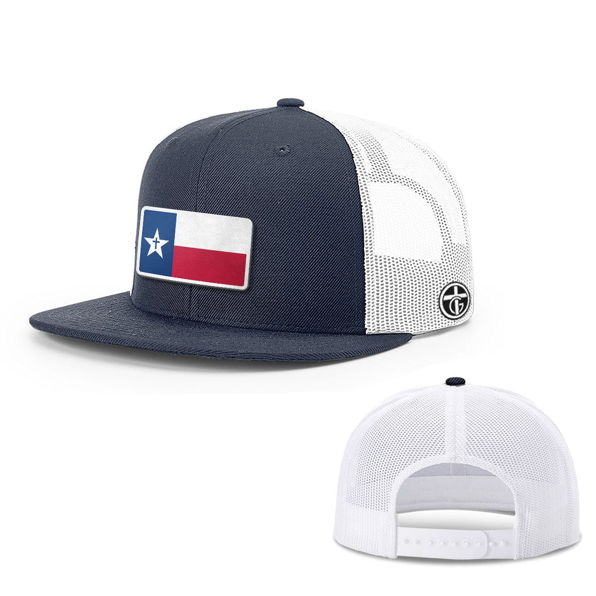 OurTrueGod Customs Hat Snapback Flatbill / Navy and White / One Size Texas is God's Country Patch Hats