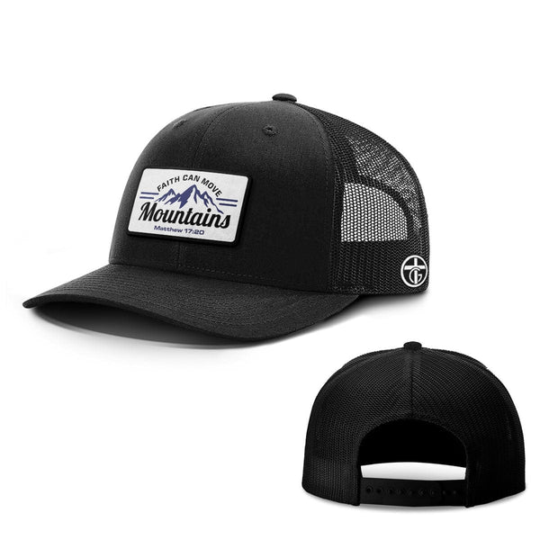 Faith Can Move Mountains Patch Hat, Snapback in Full Black
