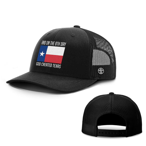 God Created Texas Hat, Snapback in Full Black