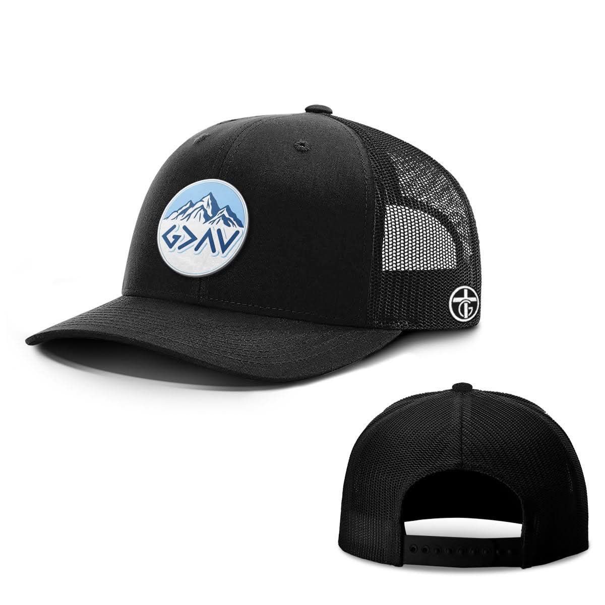 OurTrueGod Customs Hat Snapback / Full Black / One Size God Is Greater Than The Highs And Lows Mountain Circle Patch Hats