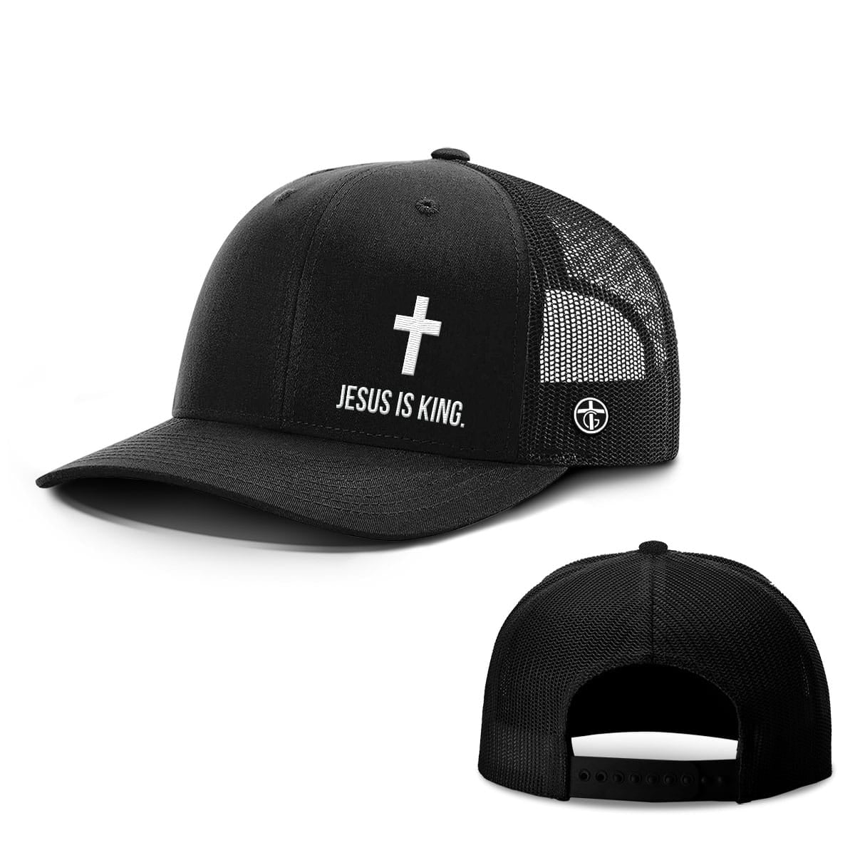 OurTrueGod Customs Hat Snapback / Full Black / One Size Jesus is King Lower Left Hats