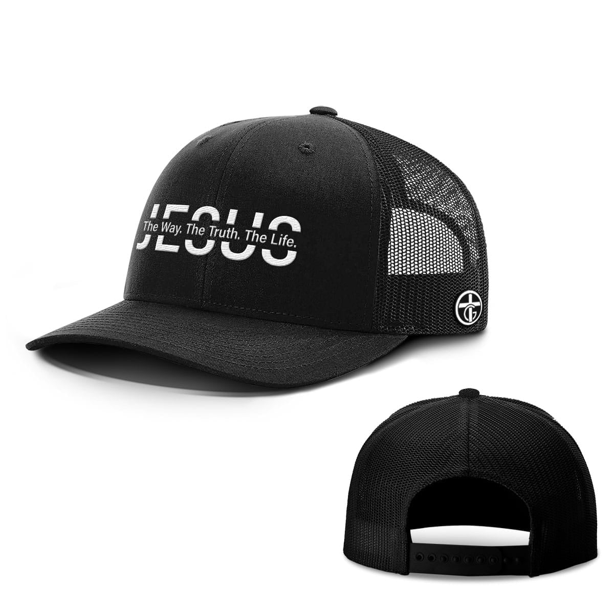 OurTrueGod Customs Hat Snapback / Full Black / One Size Jesus The Way. The Truth. The Life. Hats