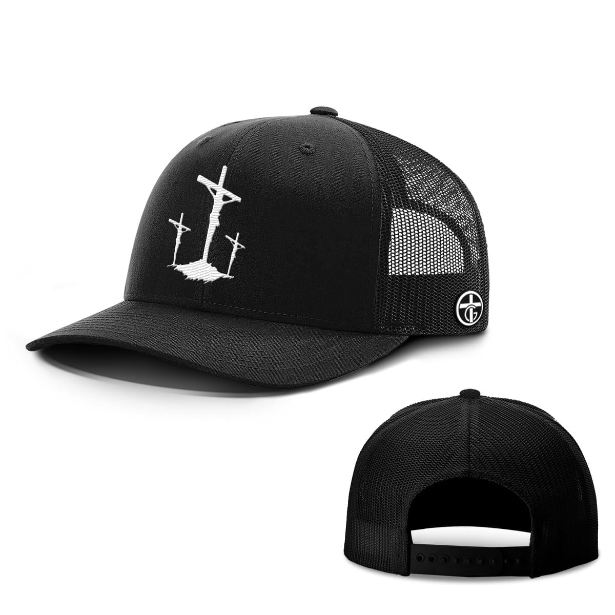 OurTrueGod Customs Hat Snapback / Full Black / One Size Three Crosses Hats