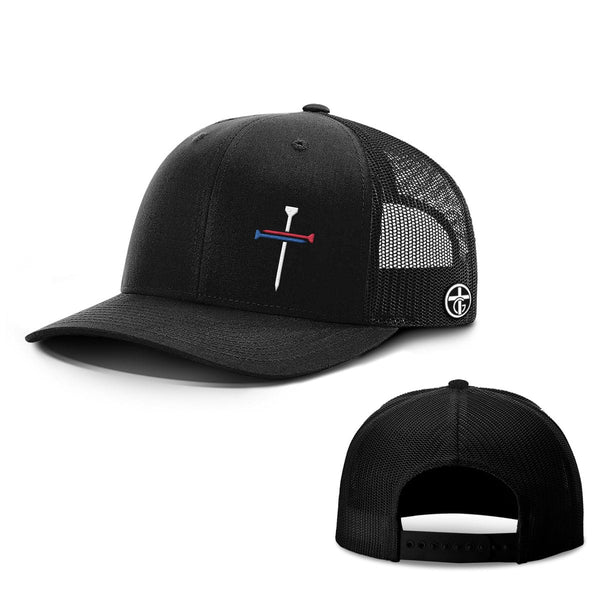 USA Nail Cross Lower Left Hat, Snapback in Full Black