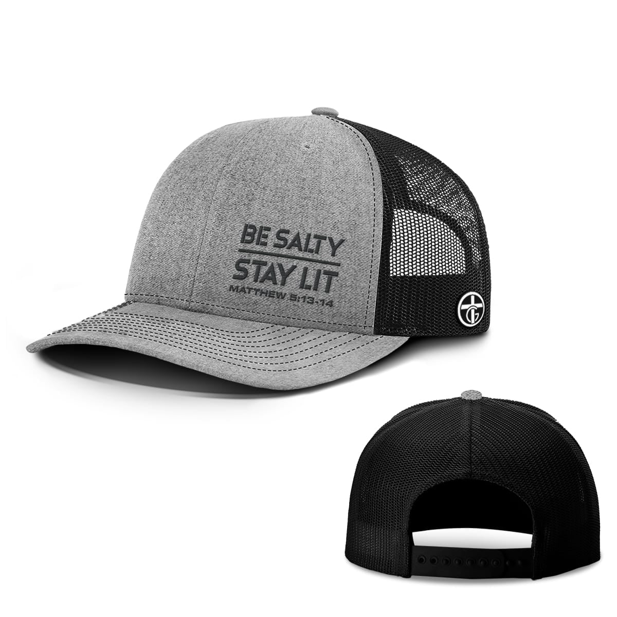 OurTrueGod Customs Hat Snapback / Heather and Black / One Size Be Salty Stay Lit Lower Left Hats