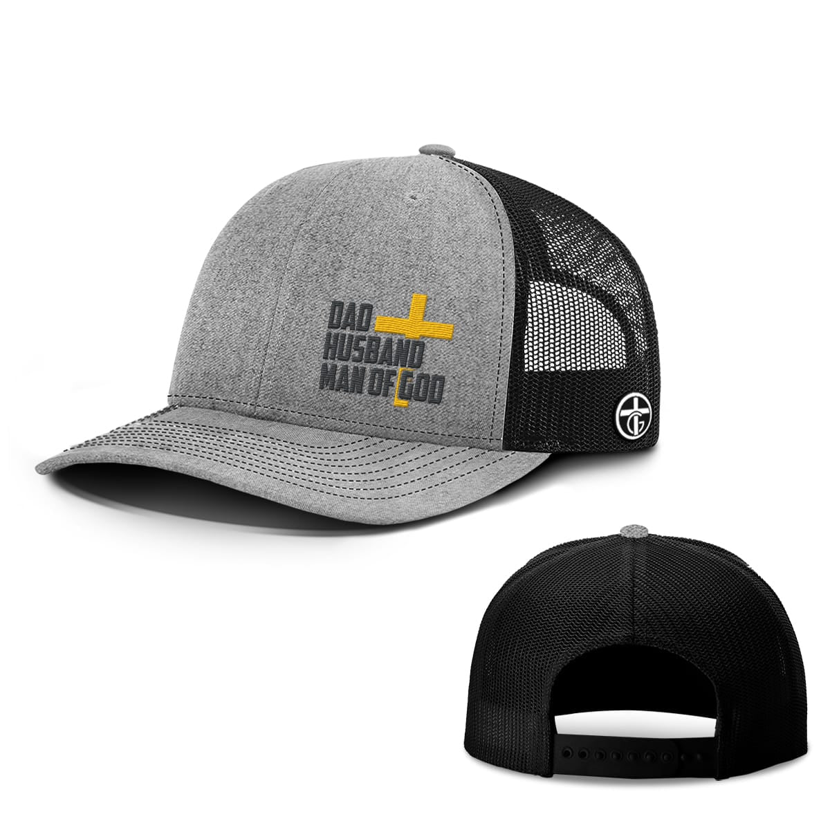 OurTrueGod Customs Hat Snapback / Heather and Black / One Size Dad, Husband, Man of God Hats