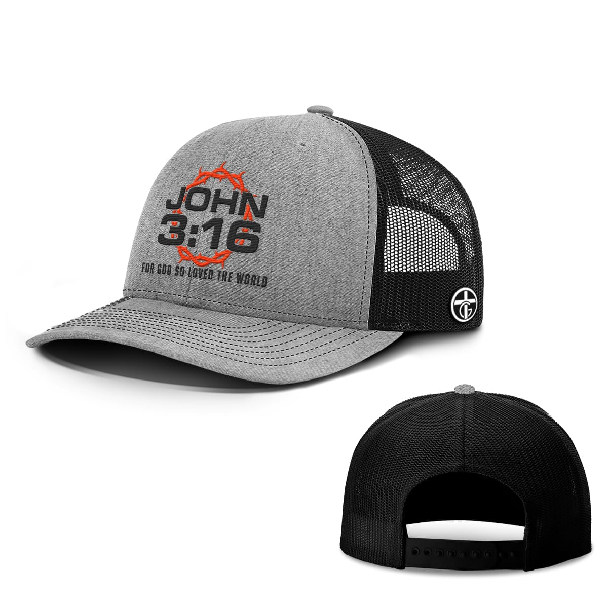 OurTrueGod Customs Hat Snapback / Heather and Black / One Size For God So Loved The World Hats