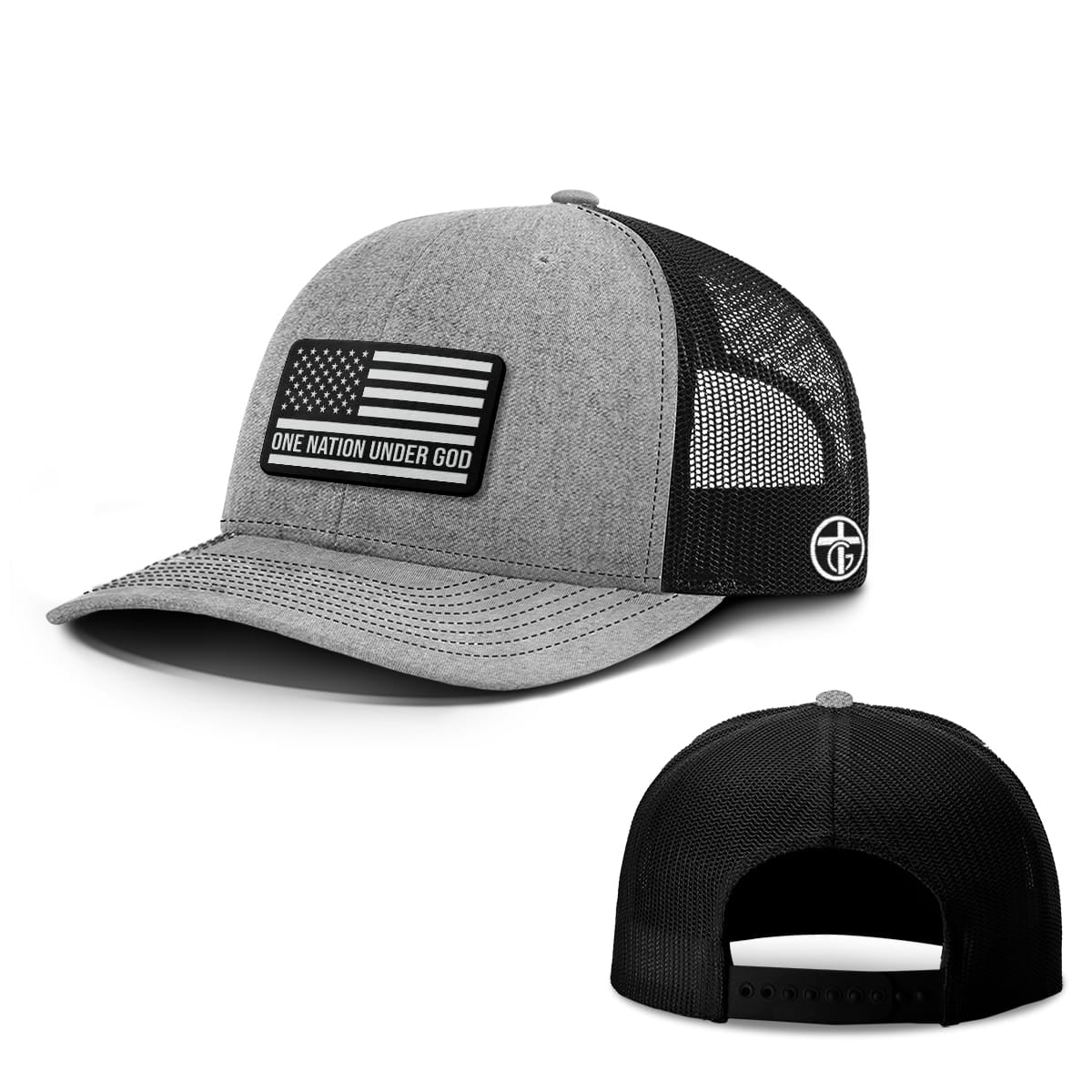 OurTrueGod Customs Hat Snapback / Heather and Black / One Size One Nation Under God DBD Patch Hats