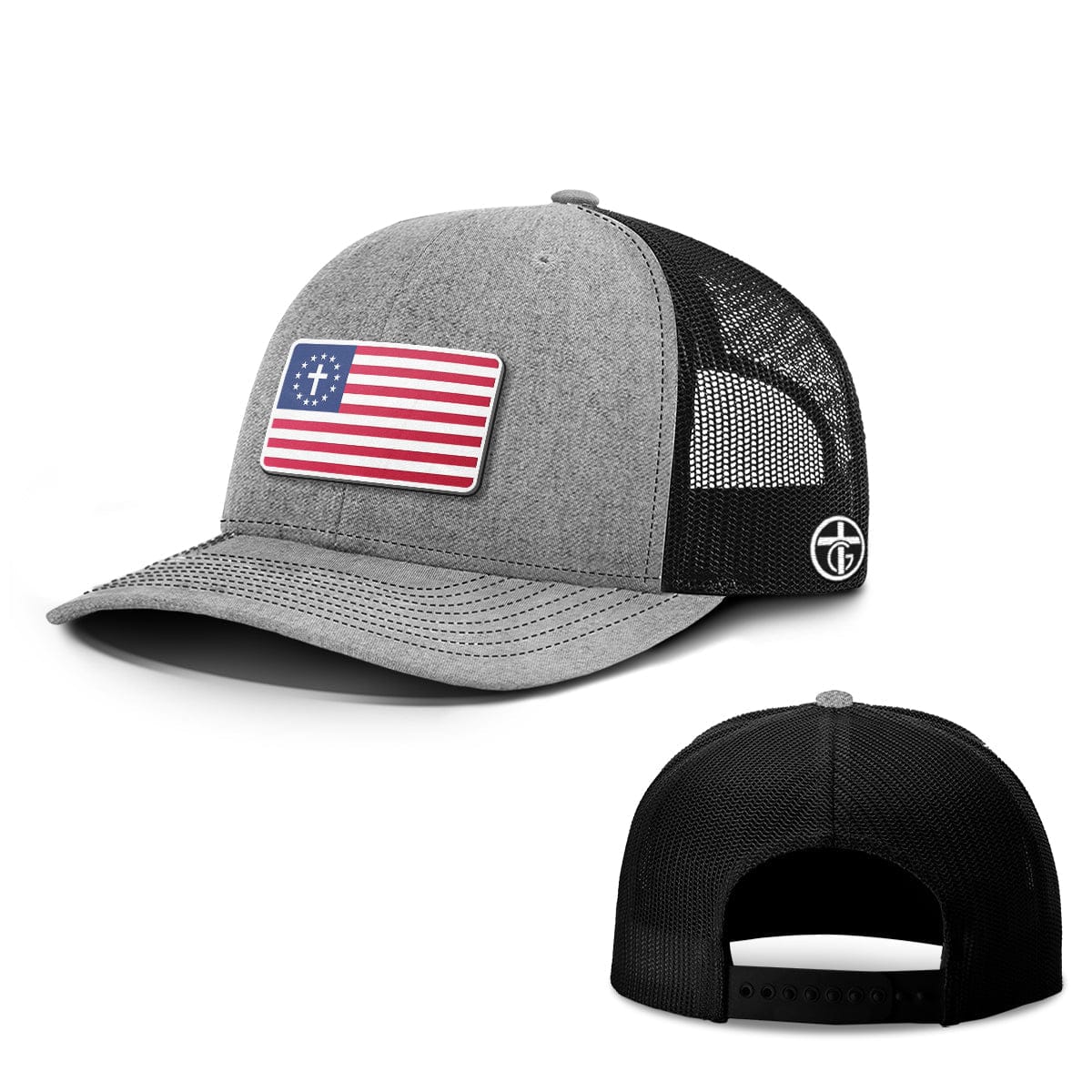 OurTrueGod Customs Hat Snapback / Heather and Black / One Size One Nation Under God Patch Hats