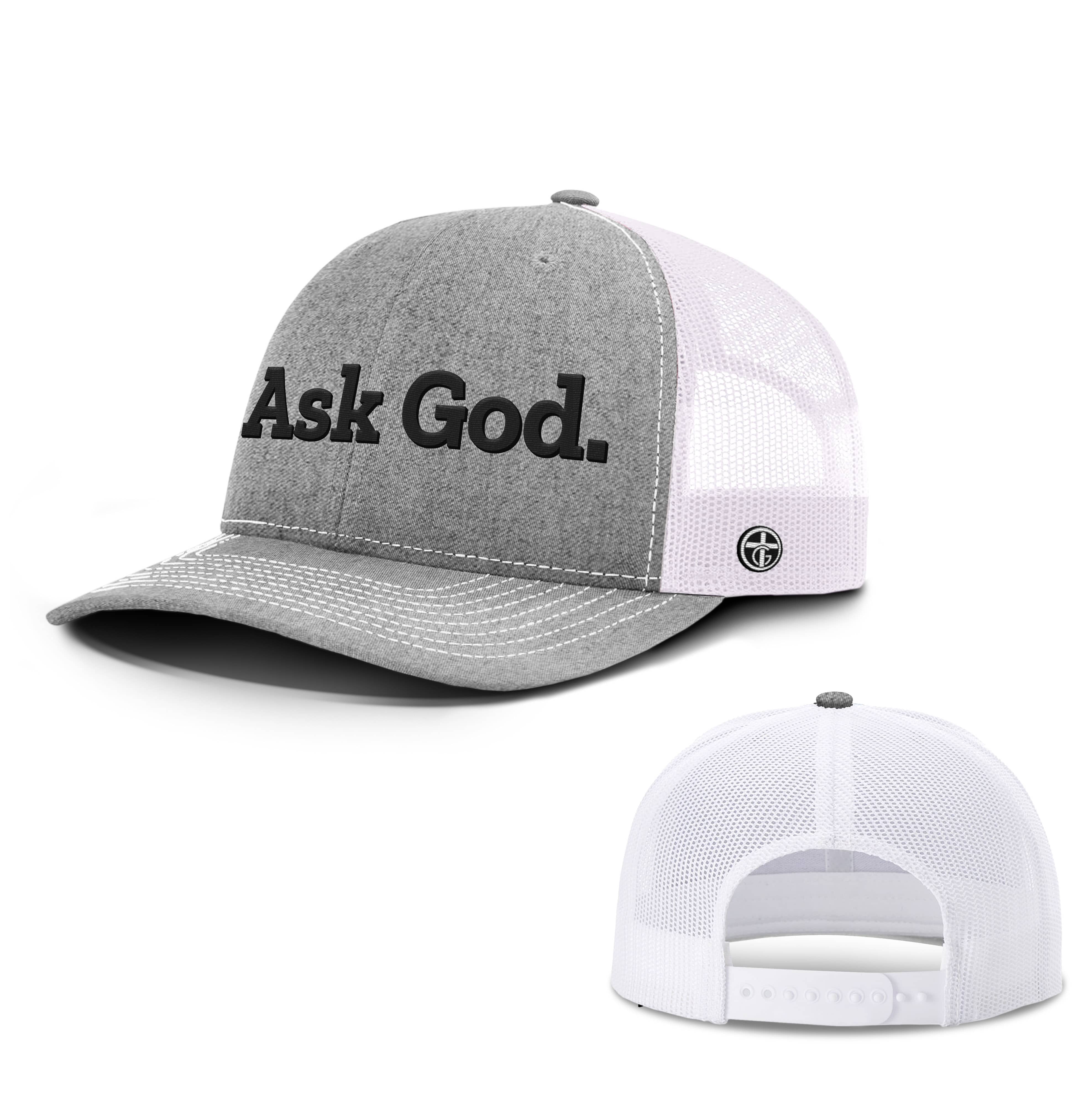 OurTrueGod Customs Hat Snapback / Heather and White / One Size Ask God. Hats