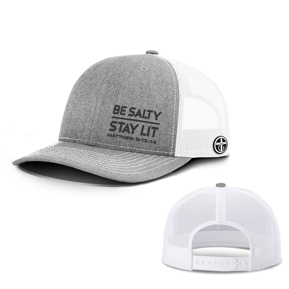 OurTrueGod Customs Hat Snapback / Heather and White / One Size Be Salty Stay Lit Lower Left Hats
