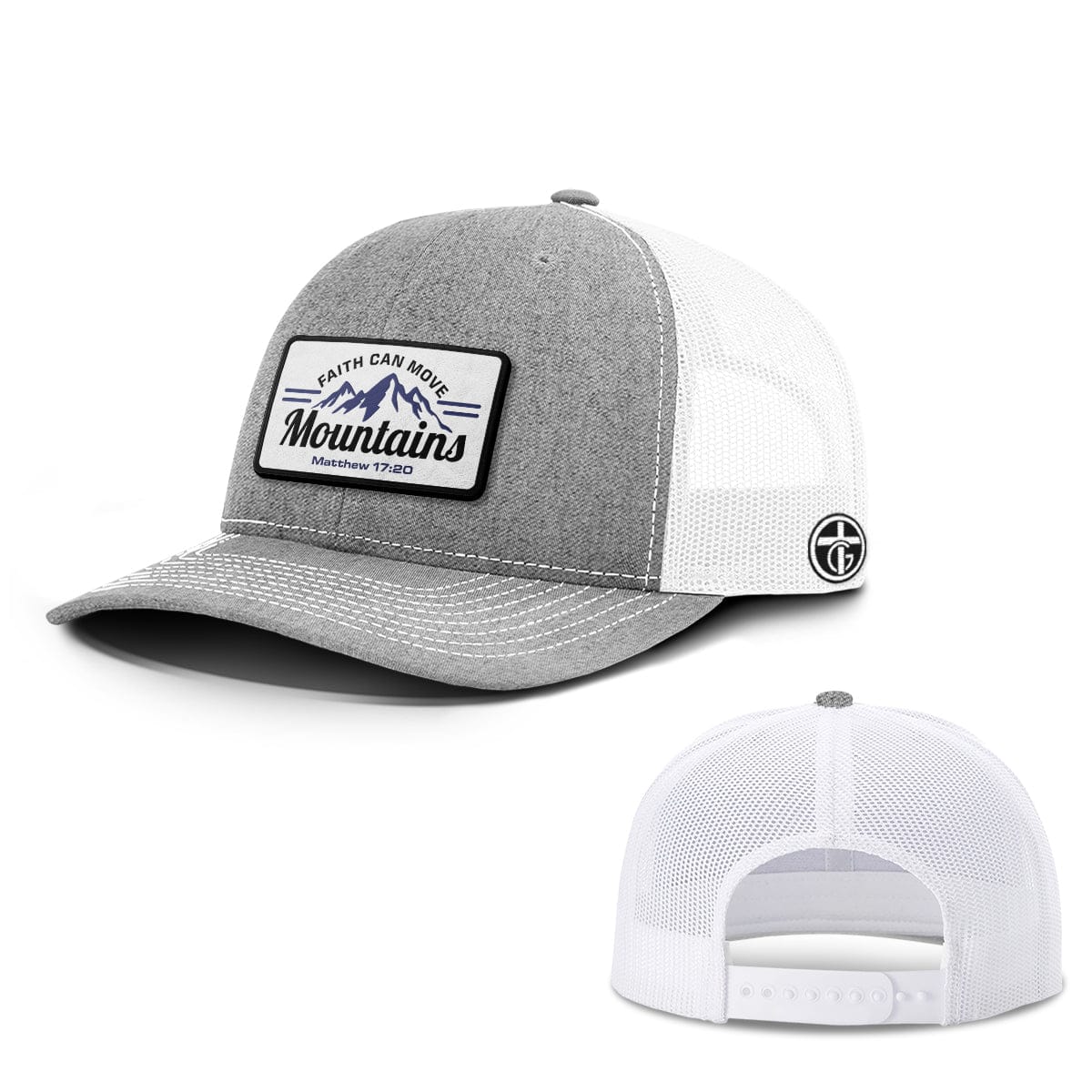 OurTrueGod Customs Hat Snapback / Heather and White / One Size Faith Can Move Mountains Patch Hats