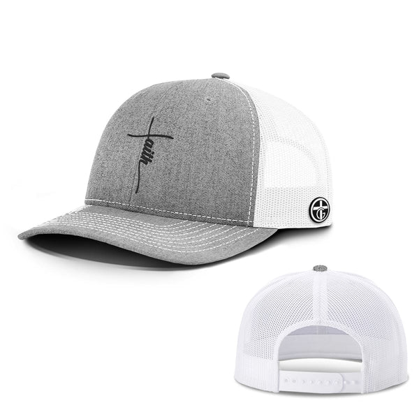 Faith Cross Center Hat, Snapback in Heather and White