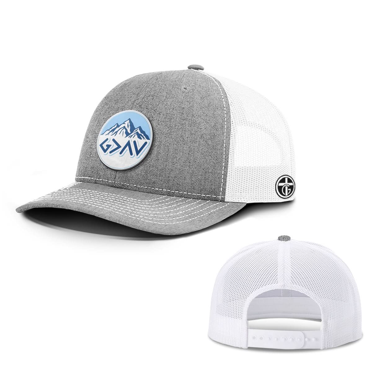 OurTrueGod Customs Hat Snapback / Heather and White / One Size God Is Greater Than The Highs And Lows Mountain Circle Patch Hats