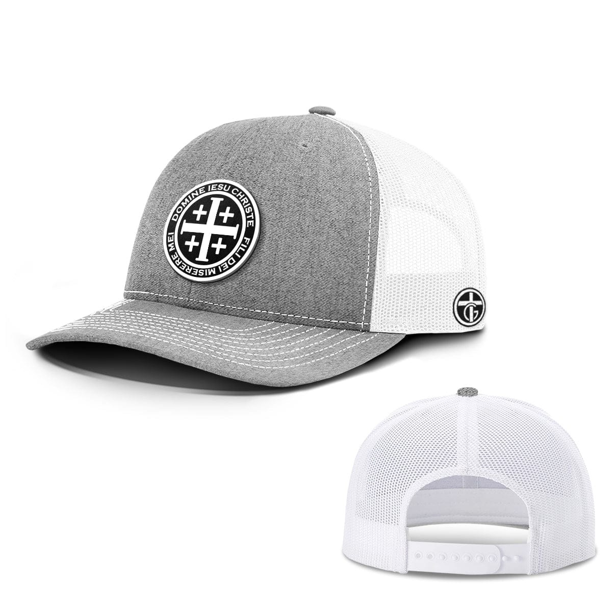 OurTrueGod Customs Hat Snapback / Heather and White / One Size Latin Cross Circle Patch Hats